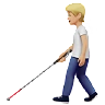 Person With White Cane: Medium-Light Skin Tone Emoji 🧑🏼‍🦯 image - Apple style