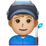 Man Factory Worker: Medium-Light Skin Tone Emoji 👨🏼‍🏭 image - Samsung style