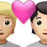 Couple With Heart: Person, Person, Medium-Light Skin Tone, Light Skin Tone Emoji 🧑🏼‍❤️‍🧑🏻 image - Apple style