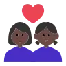 Couple With Heart: Woman, Woman, Dark Skin Tone Emoji 👩🏿‍❤️‍👩🏿 image - Tossface style
