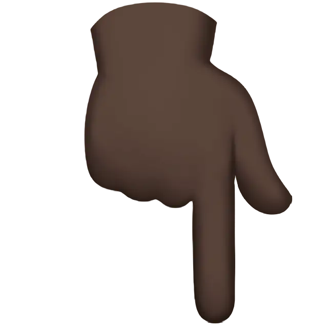 Backhand Index Pointing Down: Dark Skin Tone