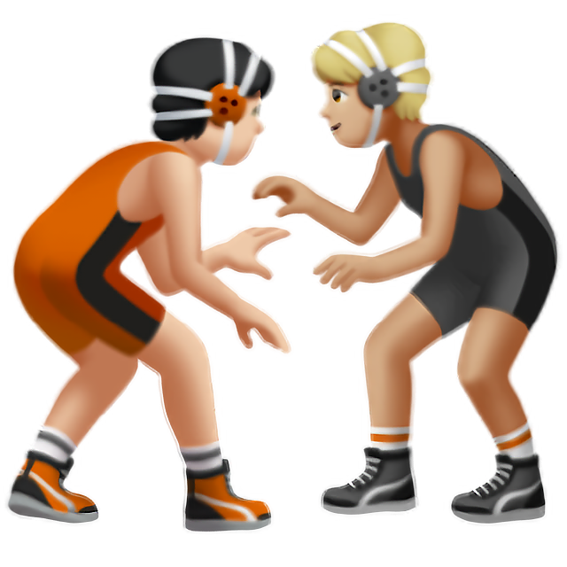 People Wrestling: Light Skin Tone, Medium-Light Skin Tone