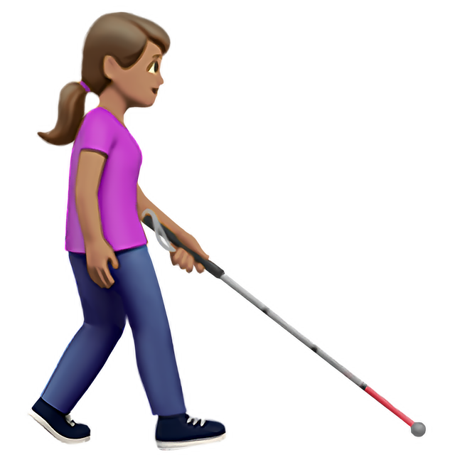 Woman With White Cane Facing Right: Medium Skin Tone
