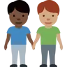 Men Holding Hands: Dark Skin Tone, Medium Skin Tone Emoji 👨🏿‍🤝‍👨🏽 image - Twitter / X (Twemoji) style