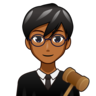 Man Judge: Medium-Dark Skin Tone Emoji 👨🏾‍⚖️ image - Emojidex style