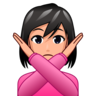 Woman Gesturing No: Medium-Light Skin Tone Emoji 🙅🏼‍♀️ image - Emojidex style
