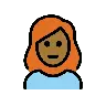 Woman: Medium-Dark Skin Tone, Red Hair Emoji 👩🏾‍🦰 image - OpenMoji style
