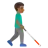 Man With White Cane Facing Right: Medium-Dark Skin Tone