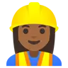 Woman Construction Worker: Medium-Dark Skin Tone Emoji 👷🏾‍♀️ image - Google Noto Color style