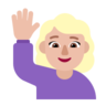 Woman Raising Hand: Medium-Light Skin Tone Emoji 🙋🏼‍♀️ image - Microsoft Classic 2D style