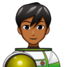 Man Astronaut: Medium-Dark Skin Tone Emoji 👨🏾‍🚀 image - Emojidex style