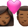 Kiss: Woman, Man, Medium-Dark Skin Tone Emoji 👩🏾‍❤️‍💋‍👨🏾 image - Apple style