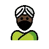 Man Wearing Turban: Dark Skin Tone Emoji 👳🏿‍♂️ image - OpenMoji style