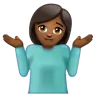Woman Shrugging: Medium-Dark Skin Tone Emoji 🤷🏾‍♀️ image - WhatsApp style
