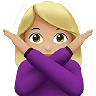 Woman Gesturing No: Medium-Light Skin Tone Emoji 🙅🏼‍♀️ image - Apple style