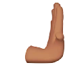 Rightwards Pushing Hand: Medium Skin Tone Emoji 🫸🏽 image - Apple style