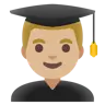 Man Student: Medium-Light Skin Tone Emoji 👨🏼‍🎓 image - Google Noto Color style