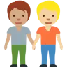 People Holding Hands: Medium Skin Tone, Medium-Light Skin Tone Emoji 🧑🏽‍🤝‍🧑🏼 image - Twitter / X (Twemoji) style