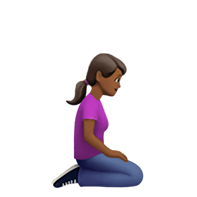Woman Kneeling Facing Right: Medium-Dark Skin Tone