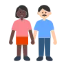 Woman And Man Holding Hands: Dark Skin Tone, Light Skin Tone Emoji 👩🏿‍🤝‍👨🏻 image - Tossface style