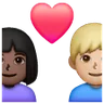 Couple With Heart: Woman, Man, Dark Skin Tone, Medium-Light Skin Tone Emoji 👩🏿‍❤️‍👨🏼 image - Samsung style