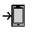 左向きの右向き矢印の付いた携帯電話
