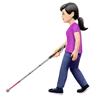 Woman With White Cane: Light Skin Tone Emoji 👩🏻‍🦯 image - Apple style