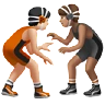 People Wrestling: Light Skin Tone, Medium Skin Tone Emoji 🧑🏻‍🫯‍🧑🏽 image - Apple style