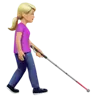 Woman With White Cane Facing Right: Medium-Light Skin Tone Emoji 👩🏼‍🦯‍➡️ image - Apple style