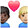 Couple With Heart: Man, Man, Dark Skin Tone, Medium-Light Skin Tone Emoji 👨🏿‍❤️‍👨🏼 image - Samsung style