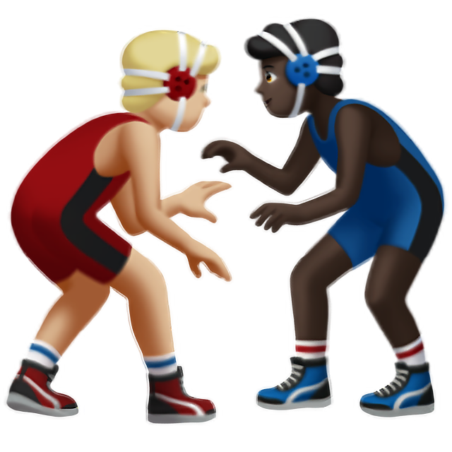 Men Wrestling: Medium-Light Skin Tone, Dark Skin Tone