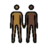 Men Holding Hands: Medium-Dark Skin Tone, Dark Skin Tone Emoji 👨🏾‍🤝‍👨🏿 image - OpenMoji style