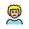 Person: Medium-Light Skin Tone, Curly Hair Emoji 🧑🏼‍🦱 image - OpenMoji style