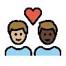 Couple With Heart: Man, Man, Medium-Light Skin Tone, Dark Skin Tone Emoji 👨🏼‍❤️‍👨🏿 image - OpenMoji style