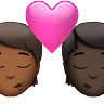 Kiss: Person, Person, Medium-Dark Skin Tone, Dark Skin Tone Emoji 🧑🏾‍❤️‍💋‍🧑🏿 image - Apple style