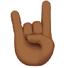 Sign Of The Horns: Medium-Dark Skin Tone Emoji 🤘🏾 image - Apple style