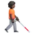 Person With White Cane Facing Right: Dark Skin Tone