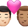 Kiss: Man, Man, Light Skin Tone, Medium Skin Tone Emoji 👨🏻‍❤️‍💋‍👨🏽 image - Apple style