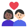 Couple With Heart: Woman, Man, Medium-Dark Skin Tone, Light Skin Tone Emoji 👩🏾‍❤️‍👨🏻 image - Tossface style