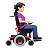Woman In Motorized Wheelchair Facing Right: Light Skin Tone