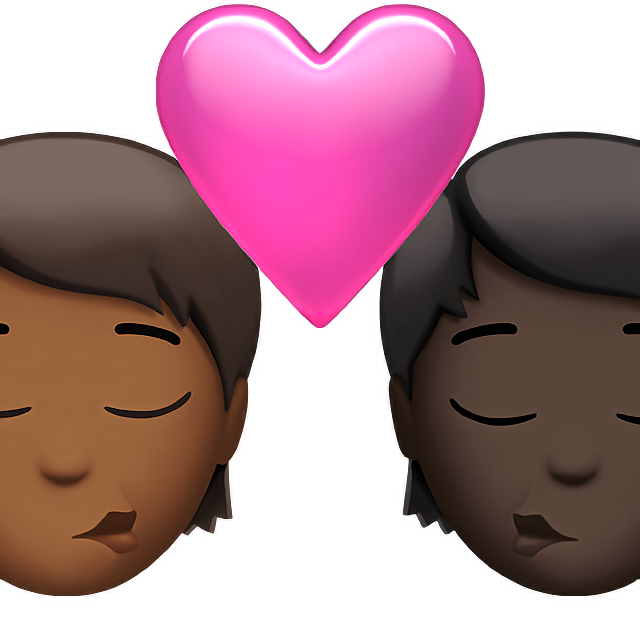 Kiss: Person, Person, Medium-Dark Skin Tone, Dark Skin Tone