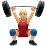 Man Lifting Weights: Medium-Light Skin Tone Emoji 🏋🏼‍♂️ image - Apple style
