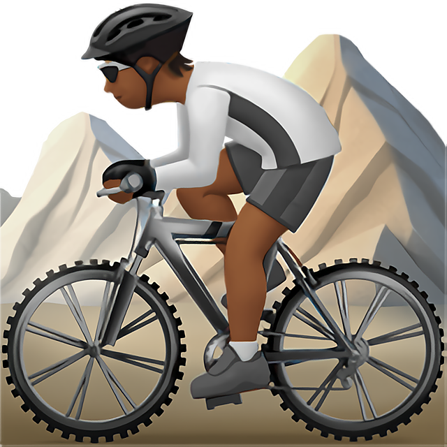 Person Mountain Biking: Medium-Dark Skin Tone