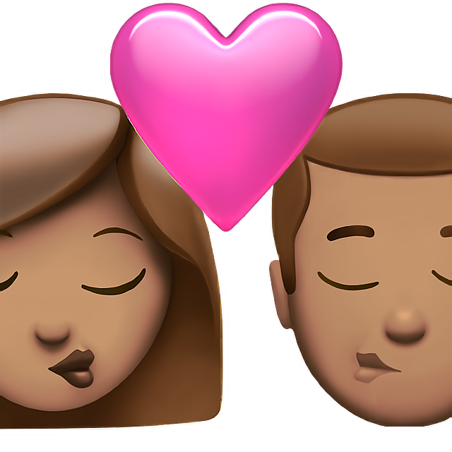 Kiss: Woman, Man, Medium Skin Tone
