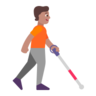 Person With White Cane Facing Right: Medium Skin Tone Emoji 🧑🏽‍🦯‍➡️ image - Microsoft Classic 2D style