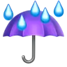Paraguas con gotas de lluvia