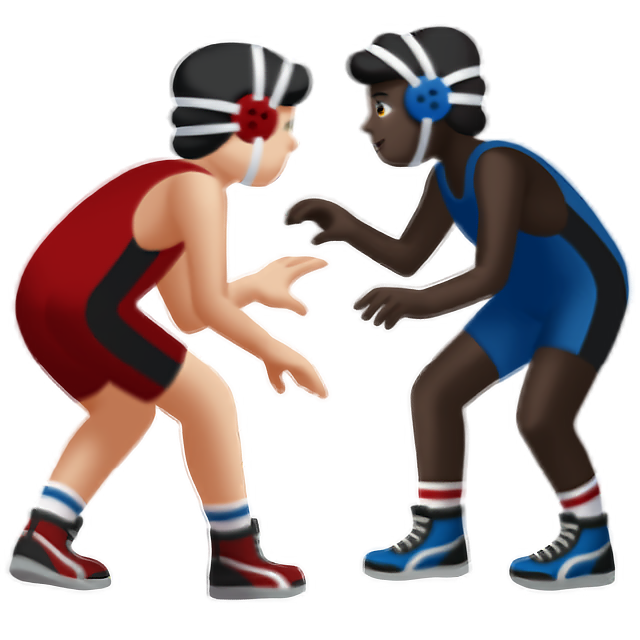 Men Wrestling: Light Skin Tone, Dark Skin Tone