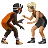 People Wrestling: Dark Skin Tone, Medium-Light Skin Tone