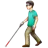Man With White Cane: Light Skin Tone