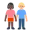 Woman And Man Holding Hands: Dark Skin Tone, Medium-Light Skin Tone
